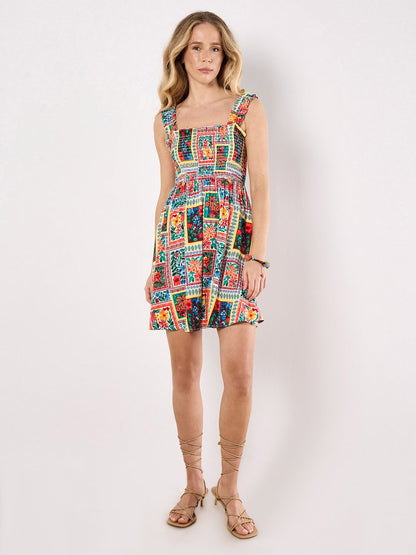 Apricot Minikleid Damen Viskose gemustert