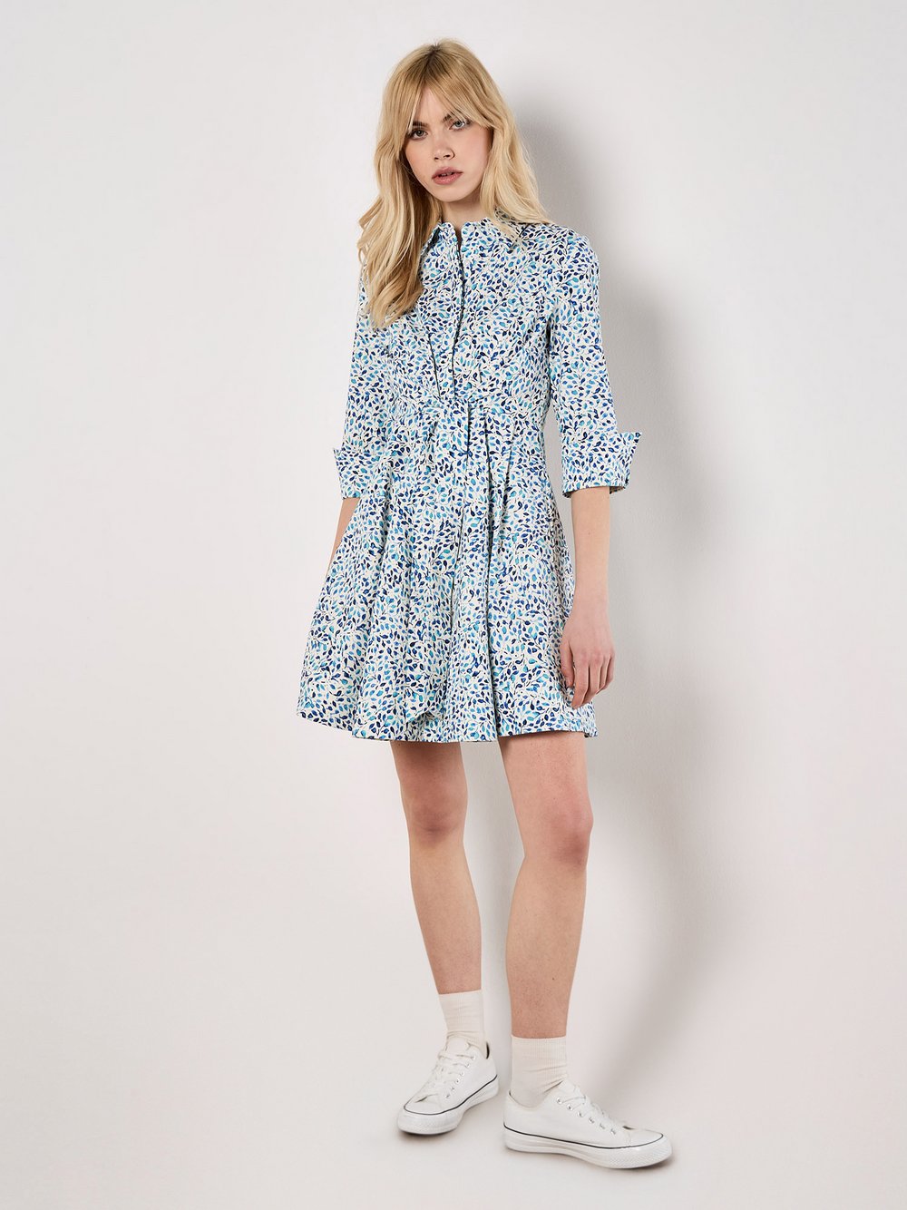 Apricot Minikleid Damen Baumwolle gemustert