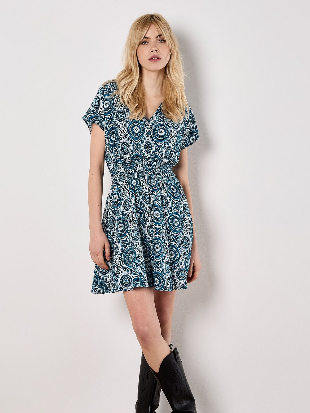 Apricot Minikleid Damen Viskose bedruckt