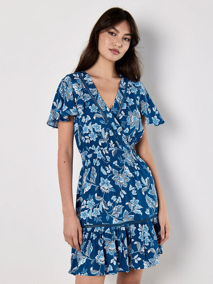 Apricot Minikleid Damen Viskose gemustert