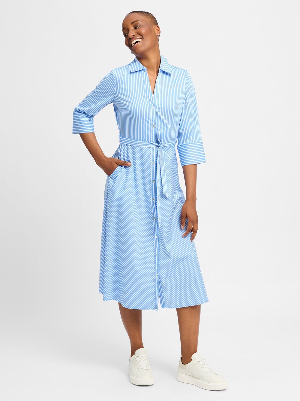 zero Blusenkleid Damen Baumwolle gestreift