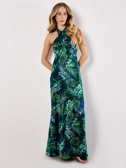 Apricot Maxikleid Damen gemustert