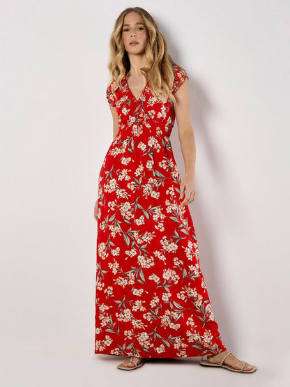 Apricot Maxikleid Damen Viskose gemustert