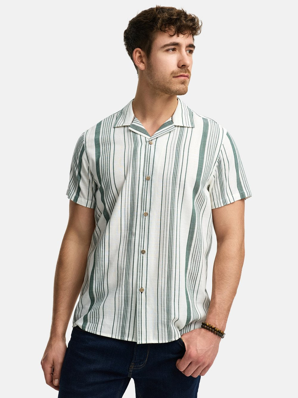 Indicode Hemd Kurzarm Herren Regular Fit Viskose gestreift