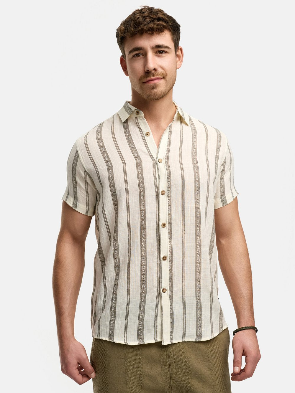 Indicode Hemd Kurzarm Herren Regular Fit Viskose gestreift