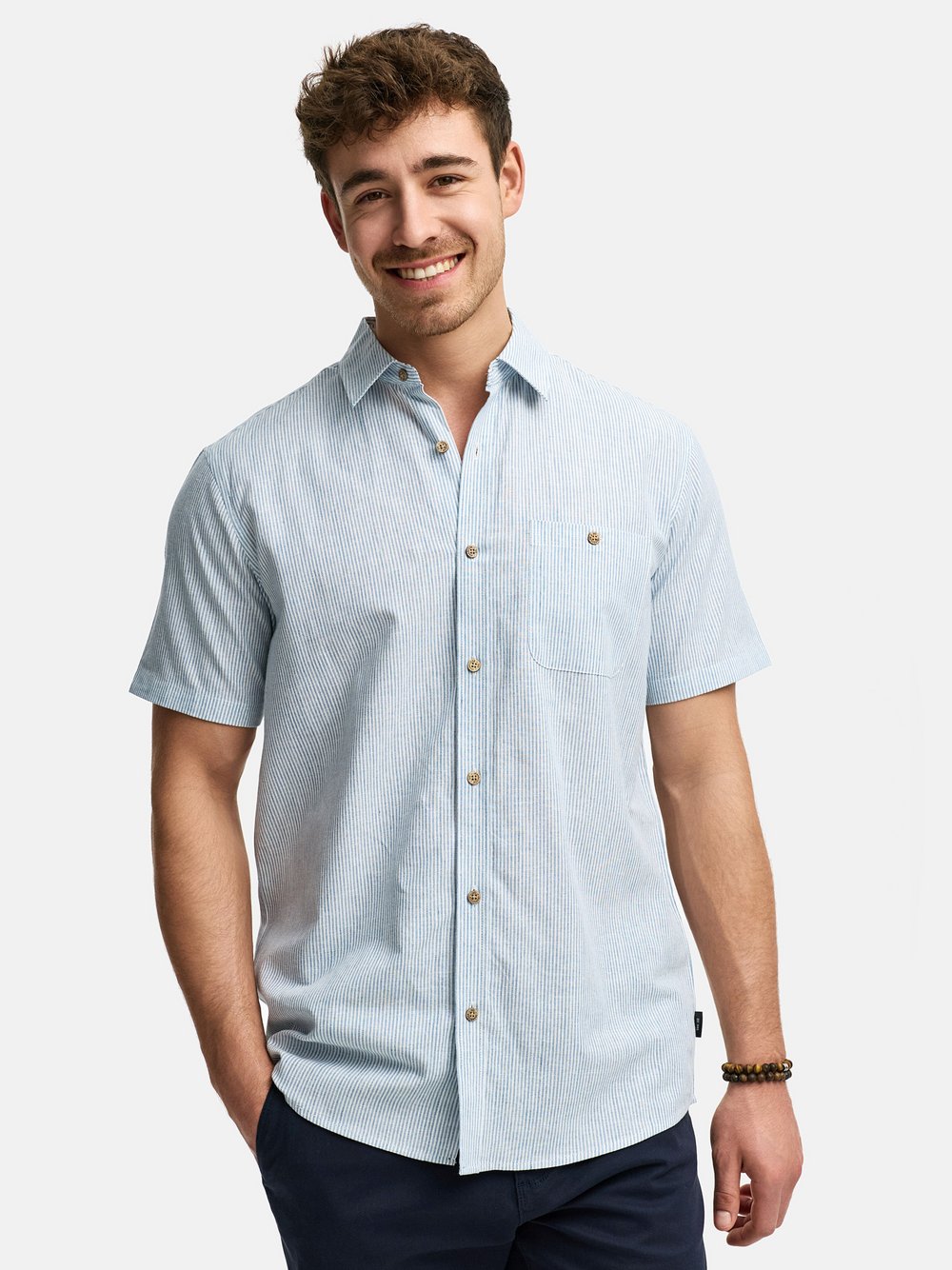 Indicode Hemd Kurzarm Herren Regular Fit Viskose gestreift