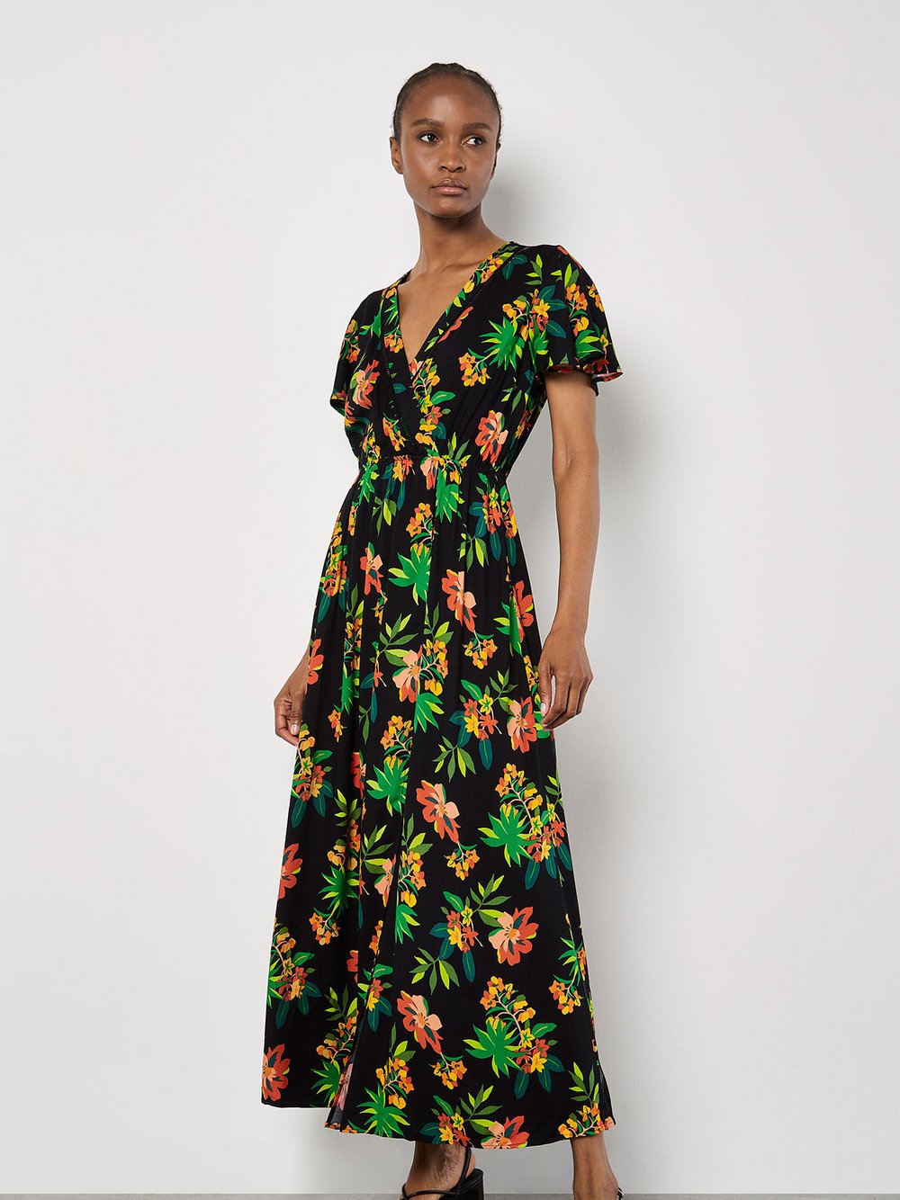 Apricot Maxikleid Damen Viskose gemustert