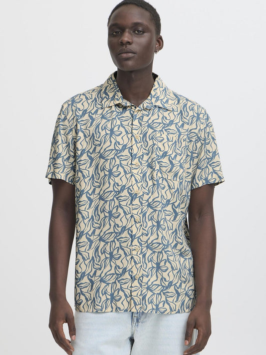 BLEND Kurzarmhemd Herren Viskose gemustert