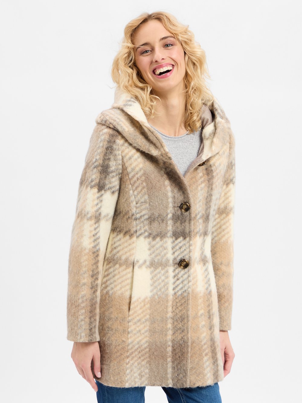 Amber & June Jacke mit Woll-Anteil Damen kariert