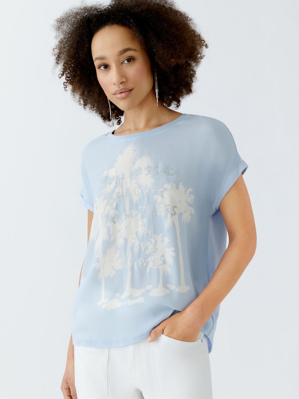 Oui Blusenshirt Damen Viskose bedruckt