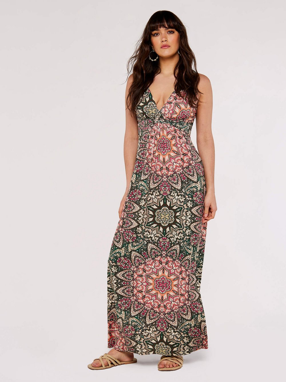 Apricot Maxikleid Damen gemustert