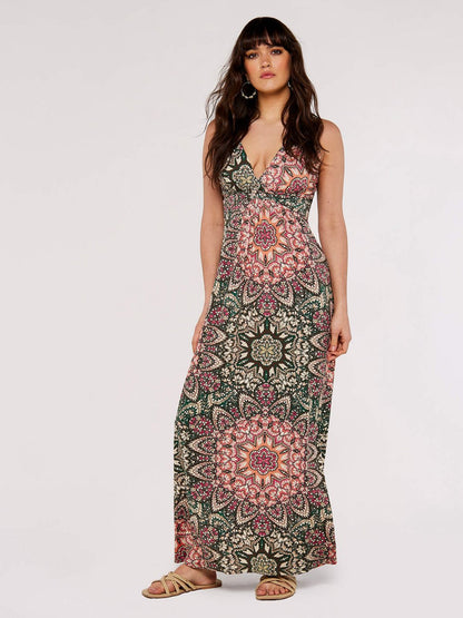 Apricot Maxikleid Damen gemustert