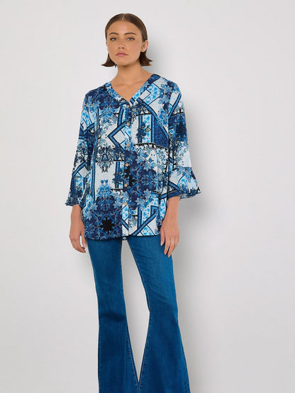 Apricot Bluse Damen Viskose bedruckt