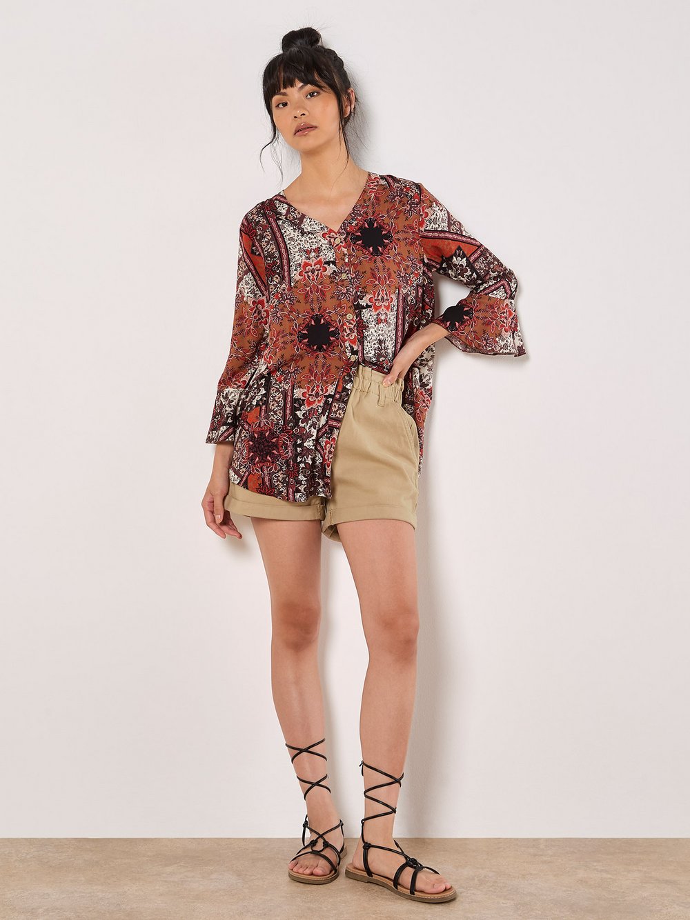 Apricot Bluse Damen Viskose bedruckt