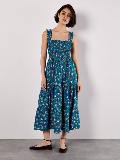 Apricot Midikleid Damen Viskose gemustert