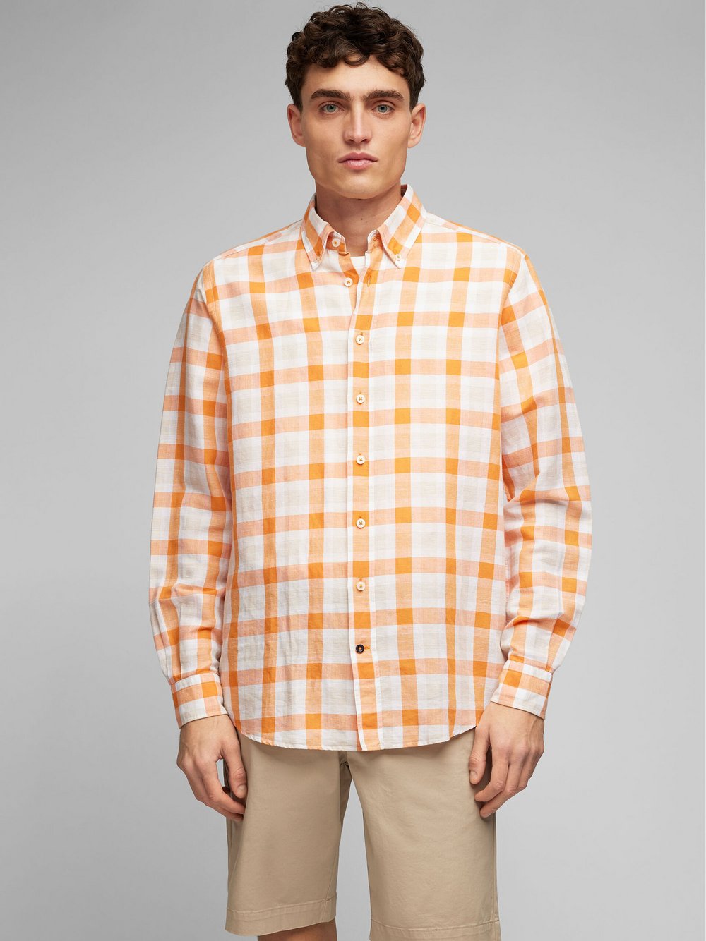 Daniel Hechter Hemd Herren Modern Fit Leinen kariert