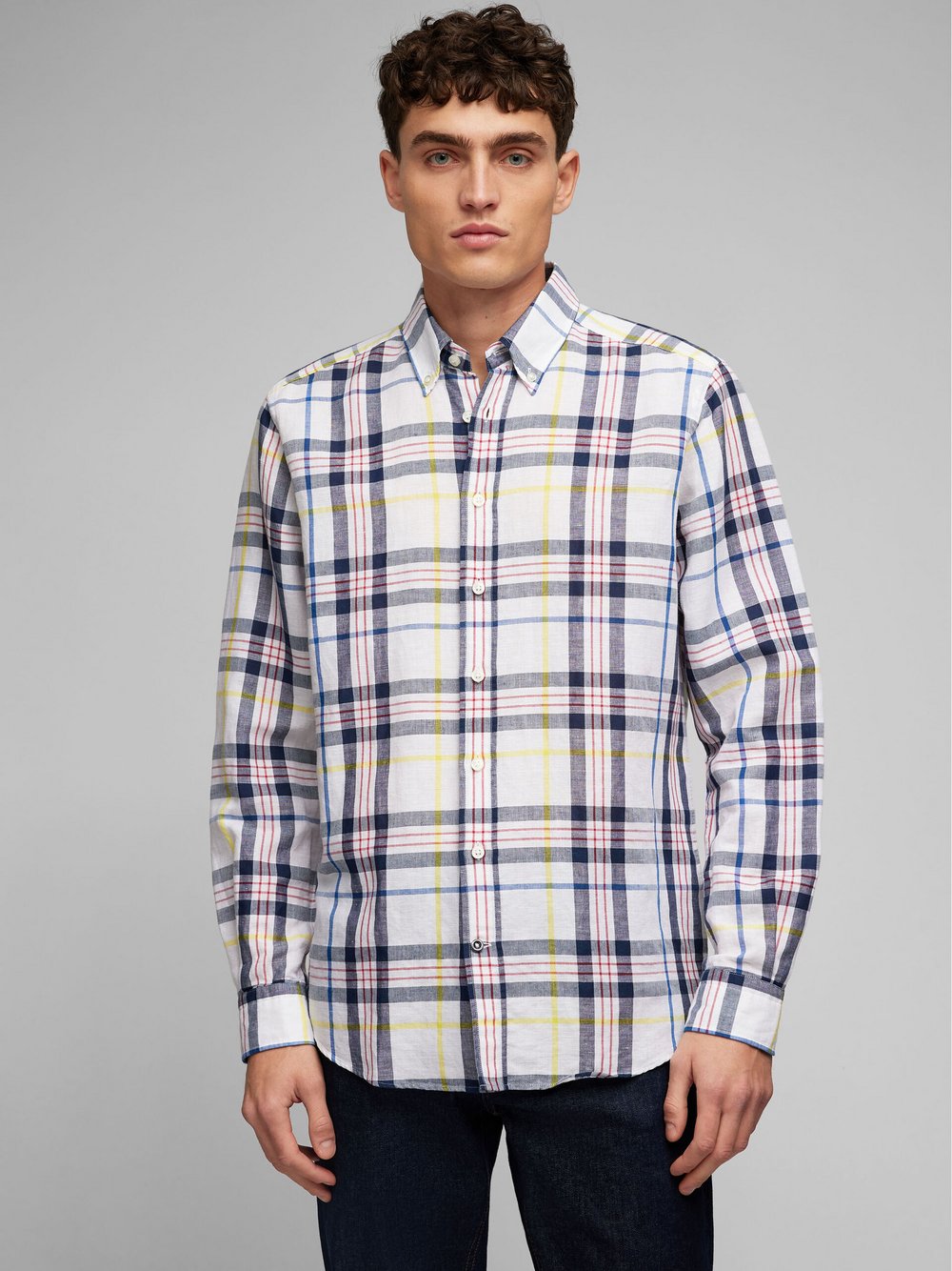 Daniel Hechter Hemd Herren Regular Fit Leinen kariert