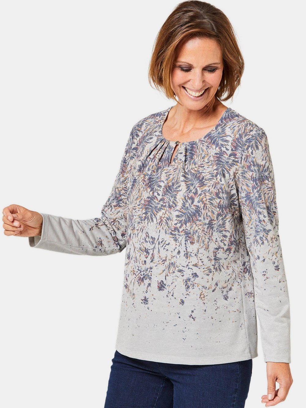 Goldner Shirt Damen Viskose bedruckt