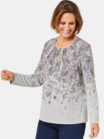 Goldner Shirt Damen Viskose bedruckt