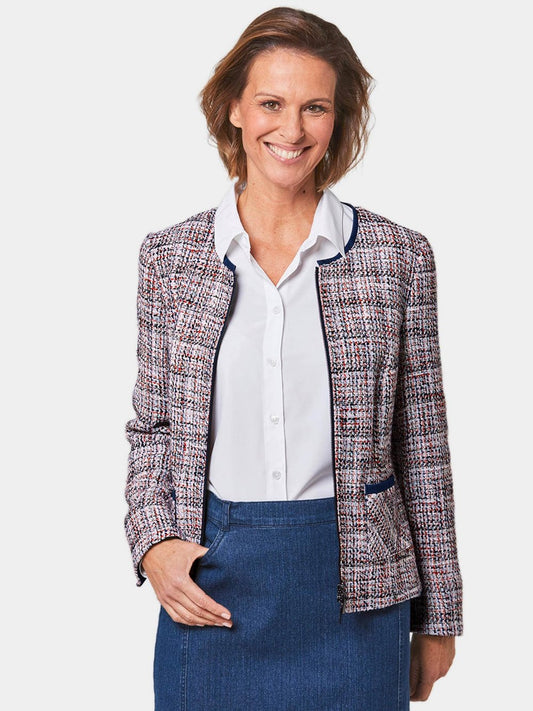 Goldner Bouclé-Blazer Damen Wolle gemustert