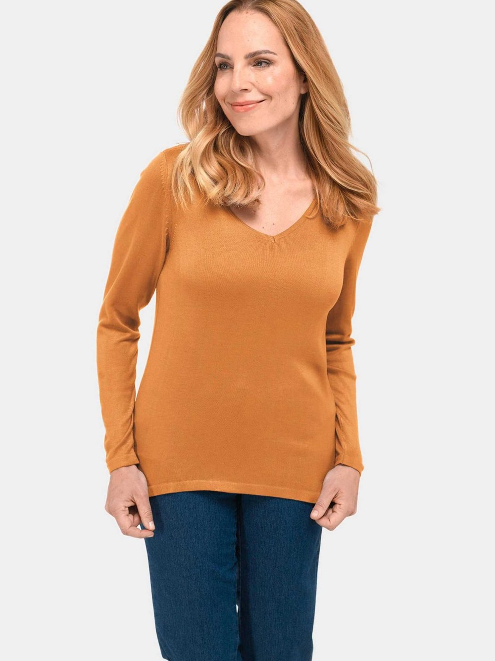 Goldner V-Pullover Damen