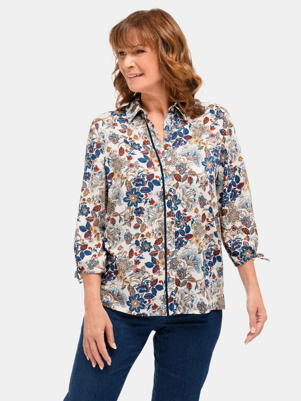 Goldner Druckbluse Damen Viskose bedruckt