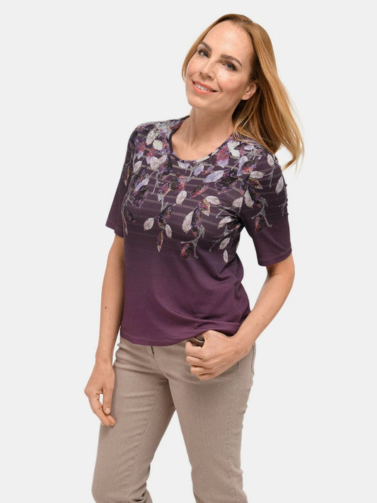 Goldner Druckshirt Damen Viskose bedruckt