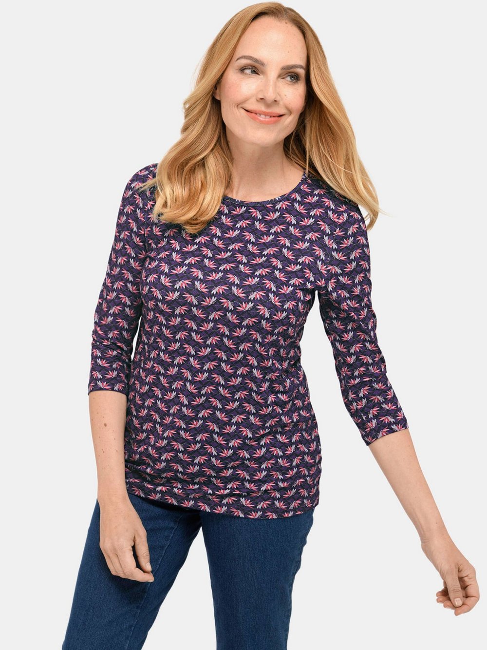 Goldner Druckshirt Damen Viskose gepunktet