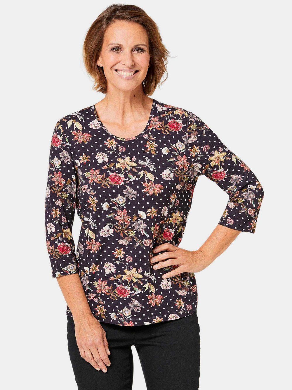 Goldner Druckshirt Damen Viskose bedruckt