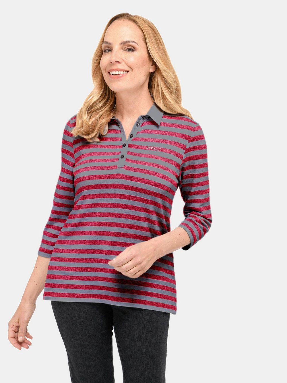 Goldner Poloshirt Damen gestreift