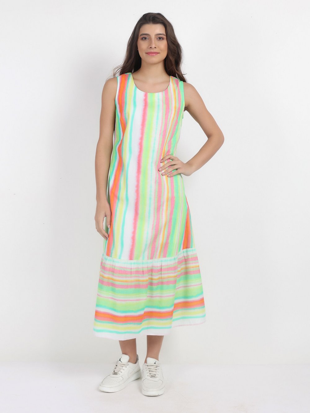 Vicci Germany Maxikleid Damen Baumwolle gestreift