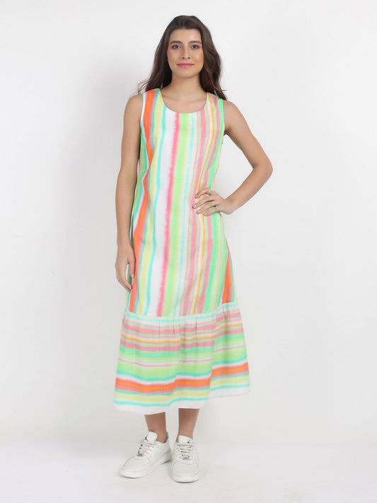 Vicci Germany Maxikleid Damen Baumwolle gestreift