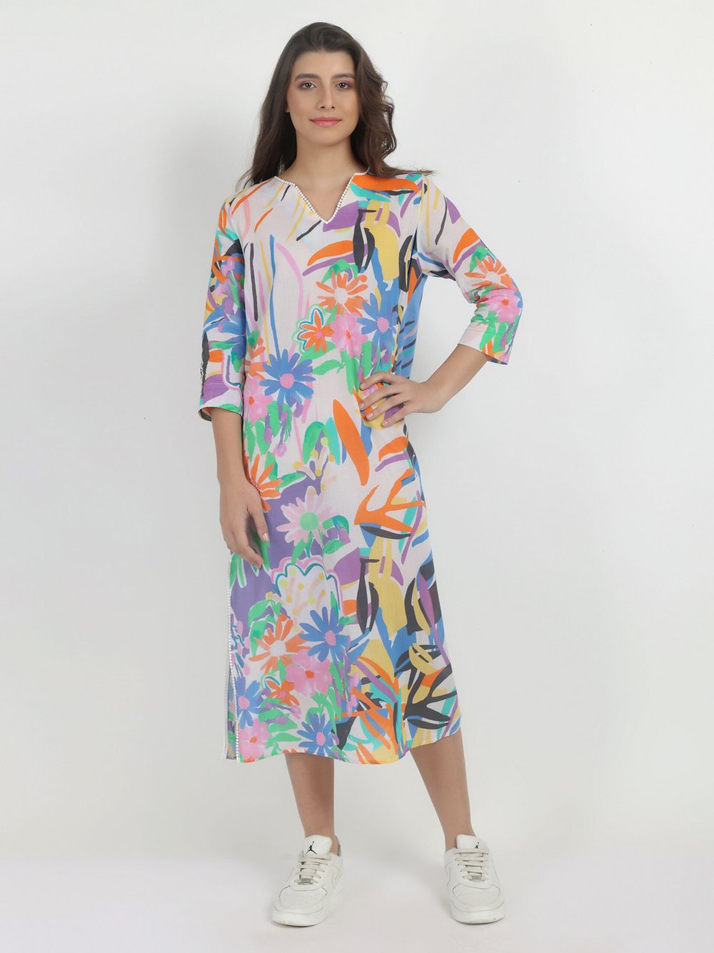 Vicci Germany Maxikleid Damen Baumwolle gemustert