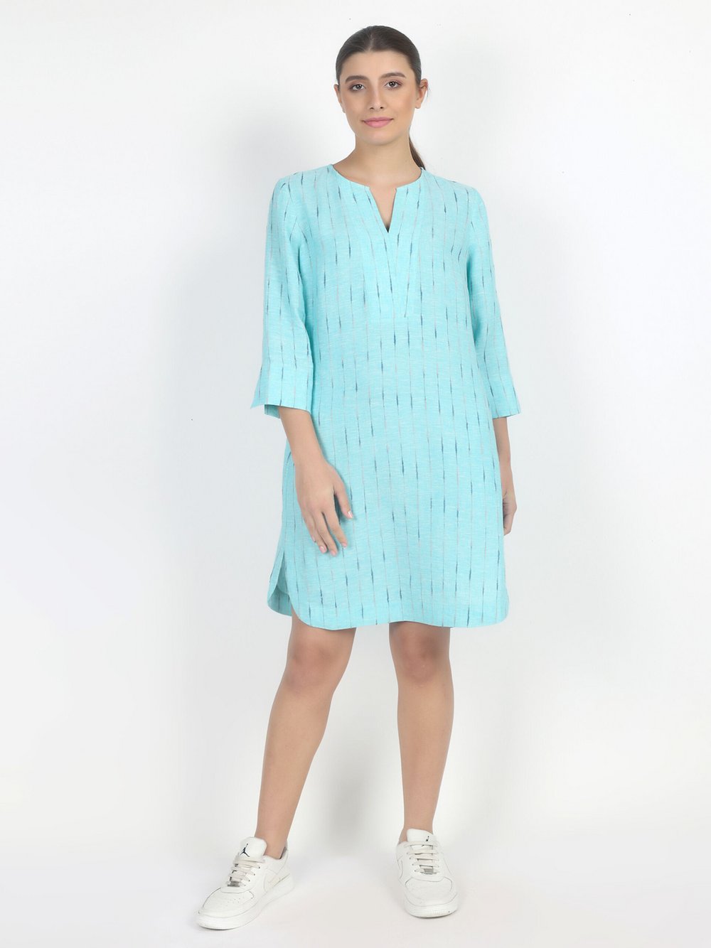 Vicci Germany Midikleid Damen Leinen gestreift