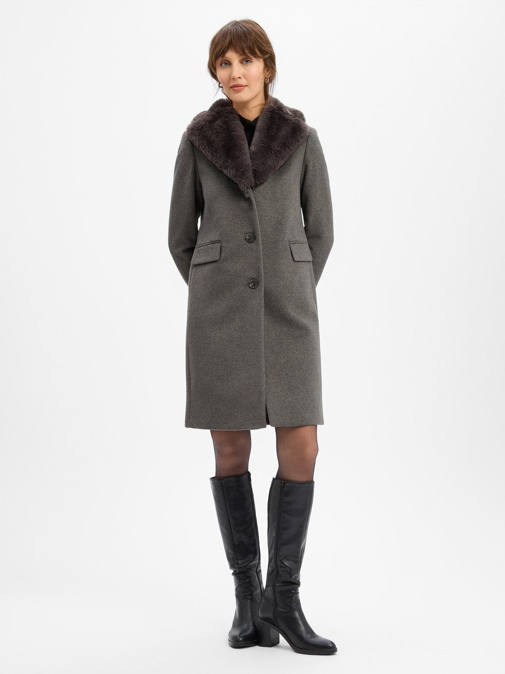 Lauren Ralph Lauren Wollmantel mit Cashmere-Anteil Damen Wolle meliert