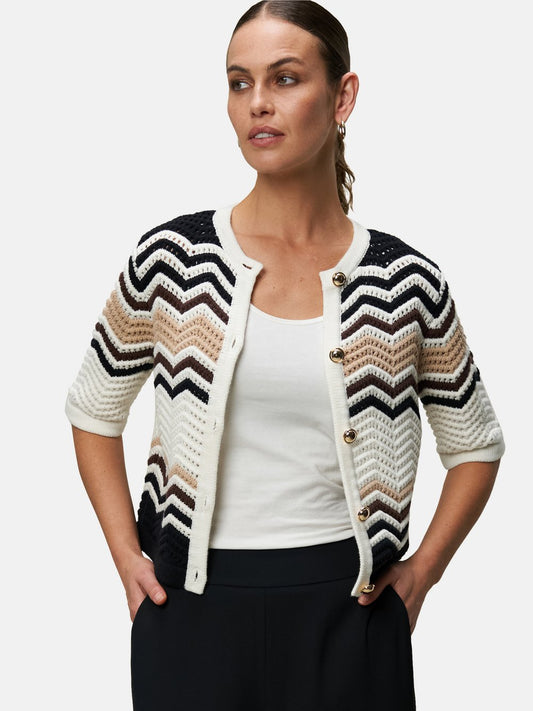 zero Strickjacke Damen Baumwolle gemustert