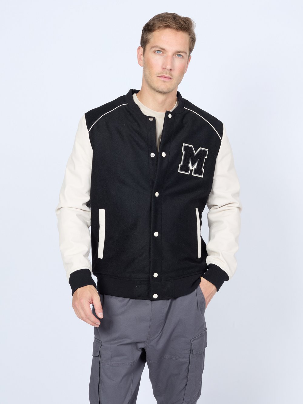 Mustang Collegejacke Herren Leder bedruckt
