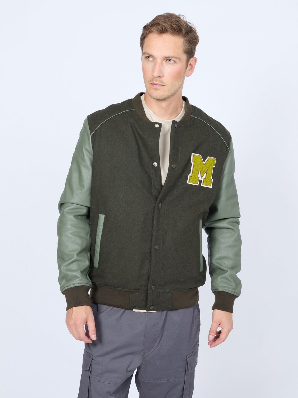 Mustang Collegejacke Herren Leder bedruckt