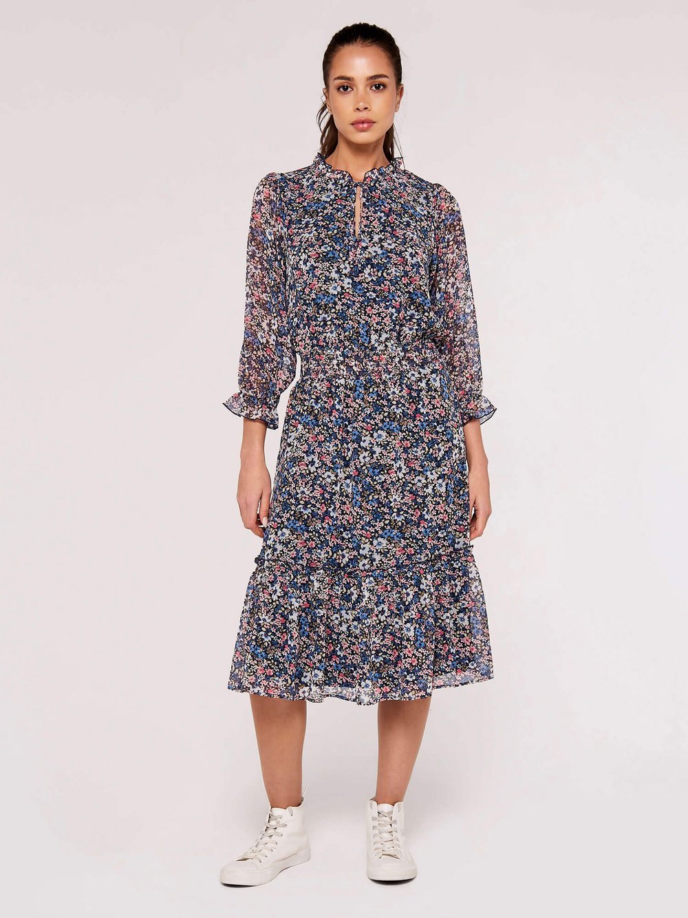 Apricot Midikleid Damen gemustert