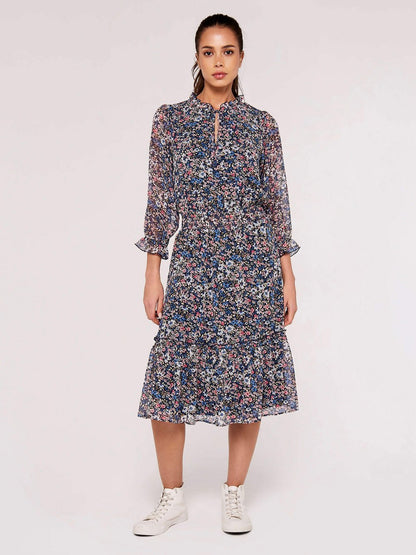 Apricot Midikleid Damen gemustert