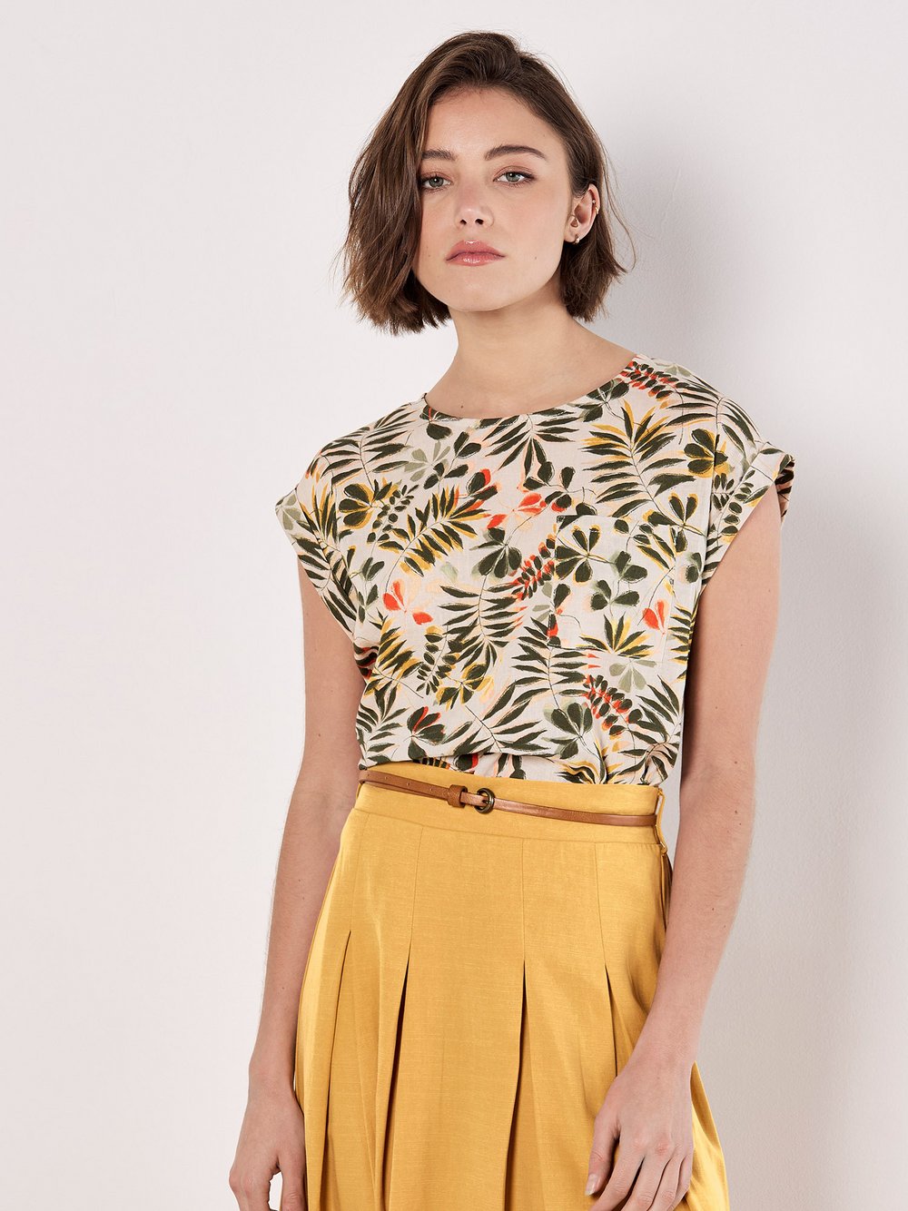 Apricot Bluse Damen Viskose gemustert