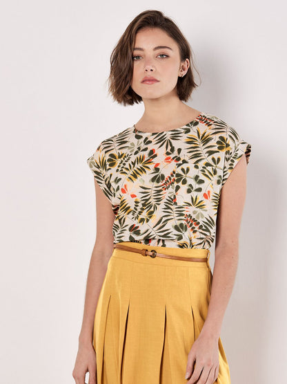 Apricot Bluse Damen Viskose gemustert