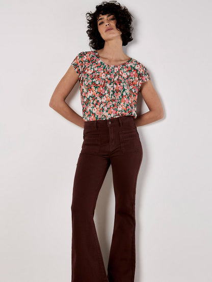 Apricot Bluse Damen Viskose gemustert