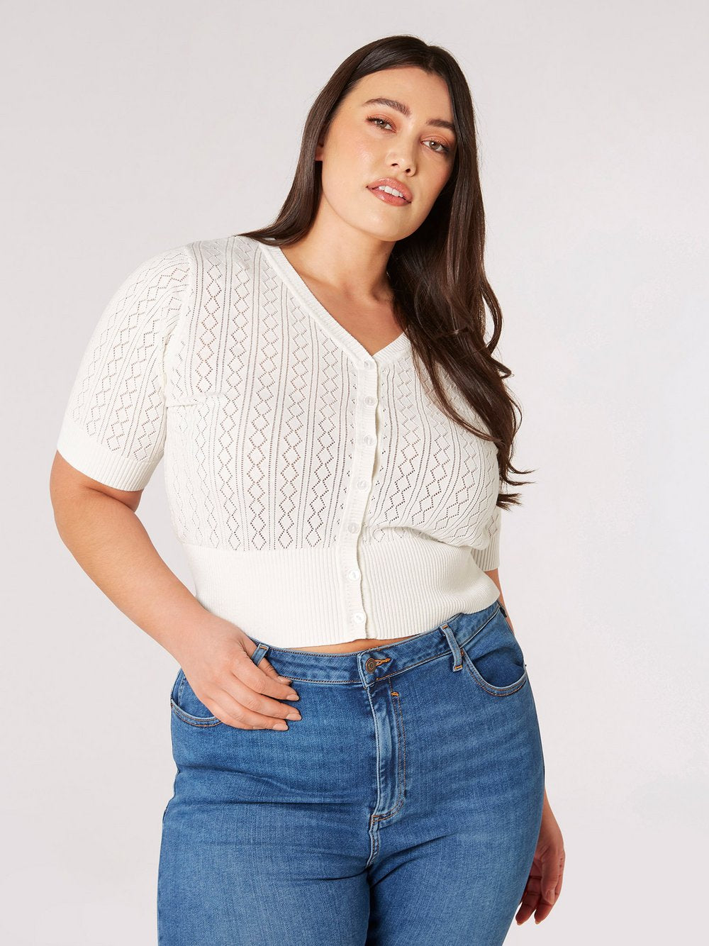 Apricot Bluse Damen Baumwolle strukturiert