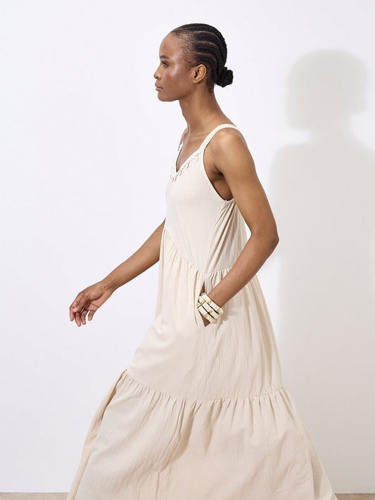 Apricot Midikleid Damen Baumwolle