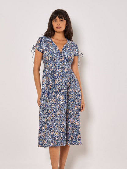 Apricot Midikleid Damen Viskose gemustert