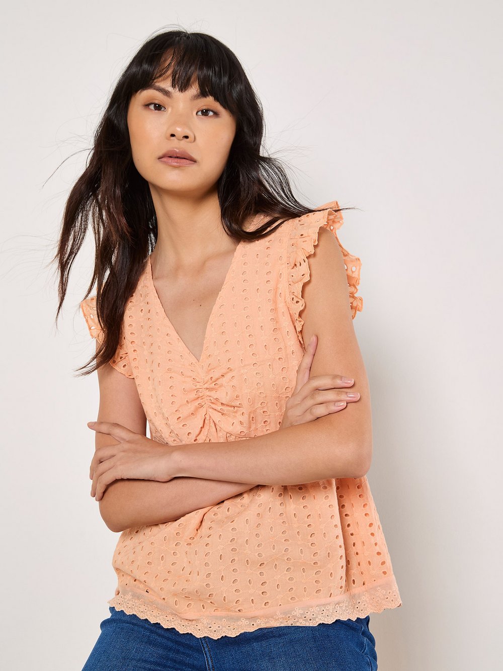 Apricot Bluse Damen Baumwolle