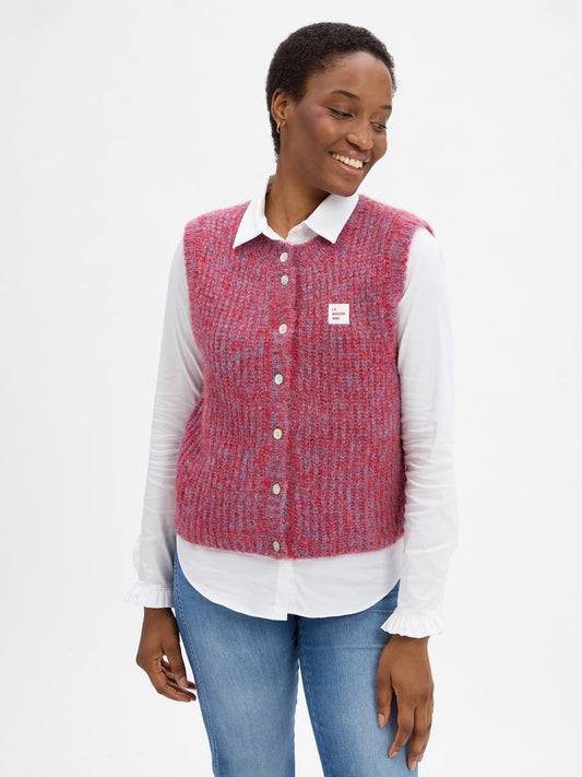 american vintage Strickweste mit Alpaka-Anteil Damen Polyamid gemustert