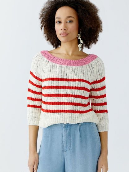 Oui Pullover Damen Polyamid gestreift