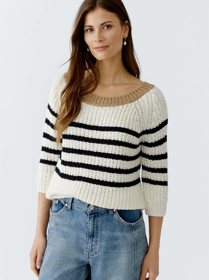 Oui Pullover Damen Polyamid gestreift
